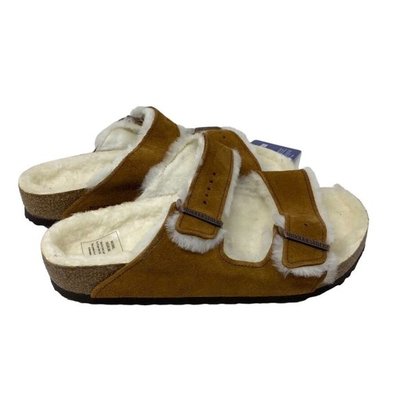Birkenstock Arizona Sz 40/ Men's 7 Fur Lined Sandals Mink - Picture 2 of 10